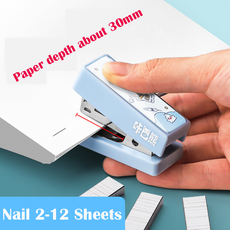 Mini Morandi Color White/Pink/Green/Blue Metal Stapler Set With Staples Binding Tools Stationery Office School Student Supplies