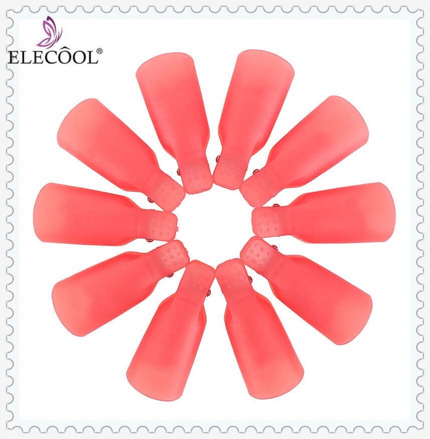 10 Stks/set Plastic Nail Art Losweken Cap Clip Uv Gel Polish Remover Wrap Cap Clip Hand Nail Clip Nail soak Off Gel Art Polish: PINK