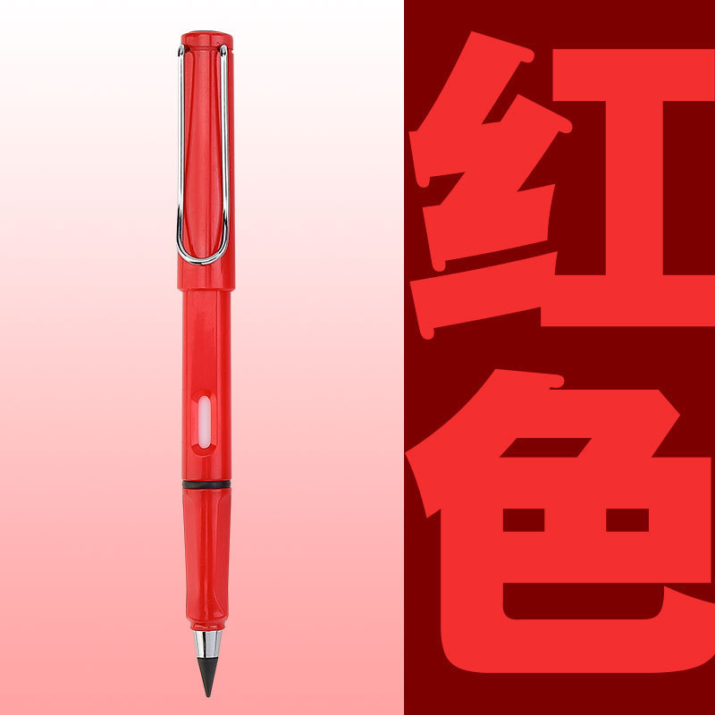 Office Everlasting Pencil Reusable Unlimited Writing Eternal Inkless Pen Painting Replaceable Nib Head No Sharpening Student: Red