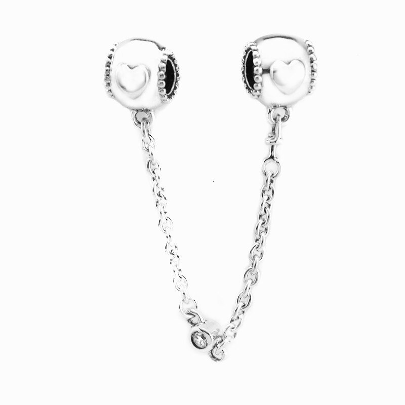 2 farben Geprägte Liebe Herzen Sicherheit Kette Silber 925 Schmuck Charme Perlen für Frauen Armbänder DIY Feinen Perlen für Schmuck, der: A