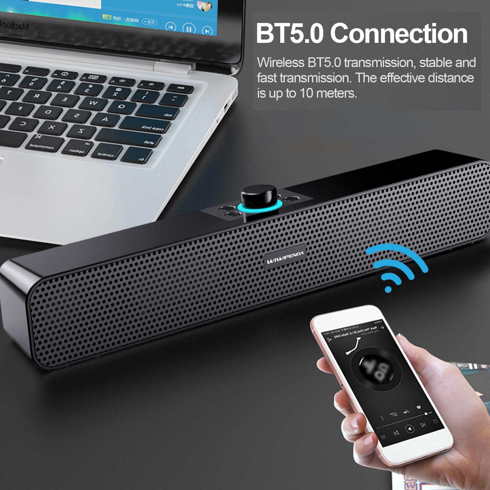 L6 Desktop Speaker Wireless Bluetooth 5.0 Speaker Home Theater Soundbar AUX IN USB TF Card Music Playback for TV Latop PC Phones