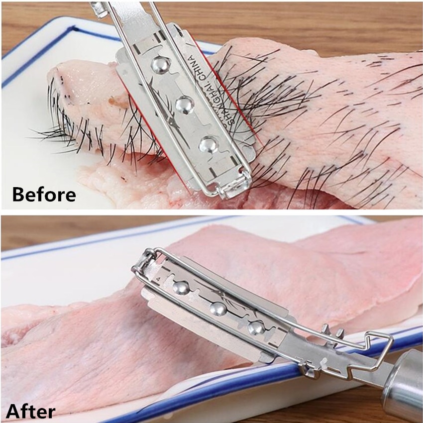 1PCS Kitchen Stainless Steel Scraping Pig Hair Knife Chicken Duck Hair Scraper Cooking Meat Tools Poultry Hair Removal Knife
