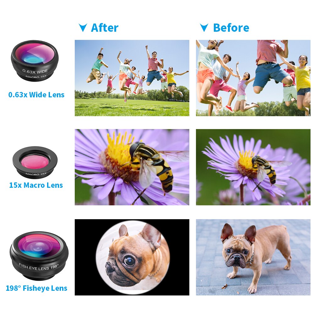 APEXEL Phone Lens Kit Fisheye Wide Angle macro 18X telescope Lens telephoto for iphone xiaomi samsung galaxy android phones