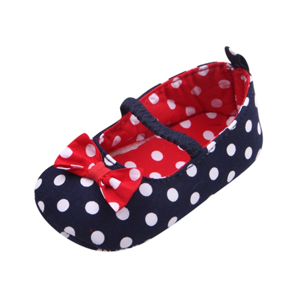 Pasgeboren Baby Meisjes Schoenen Dot Strik Anti-Slip Eerste Wandelaars Zachte Tong Schoenen Kinderen Schoenen Apatillas: Blue  / 13