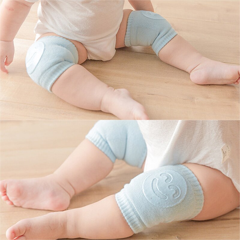 Mädchen Jungen Baumwolle/Spandex Knie Pads 1 Paar Kleinkind Crawl Schutz Baby Ellenbogen Socken Infant Zubehör Lächeln Muster Atmungs