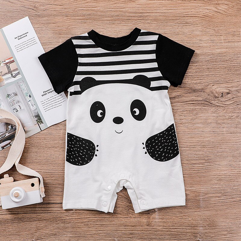 Carter Toddler Summer Short-sleeved Baby Jumpsuit Panda Printed Short Climbing Clothes Baby Boy Girl Clothes
