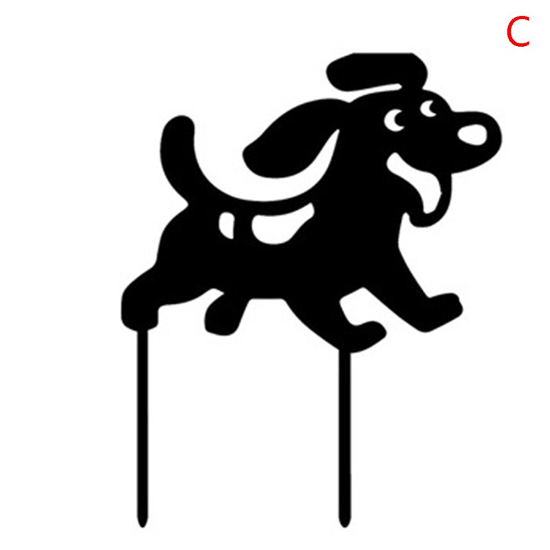 Estatua de Metal para decoración al aire libre, figura de perro hueca, tierra para inserción de patio: C