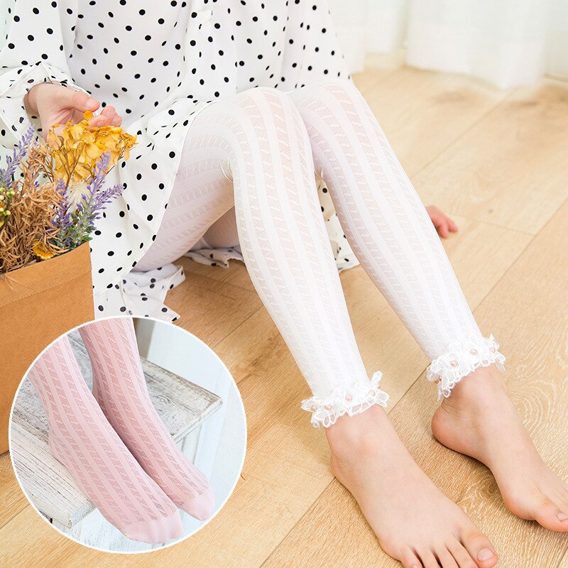 Girl Tights mesh long socks Children's pantyhose summer Mesh cut out linen velvet pantyhose Super thin dance Stocking