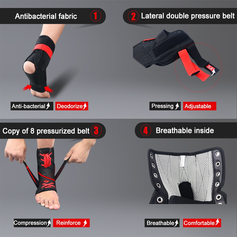 Kuangmi 1Pair Ankle Support Foot Guard Adjustable Ankle Brace Support Protector for Sprain Injury Basketball Volleyball Football