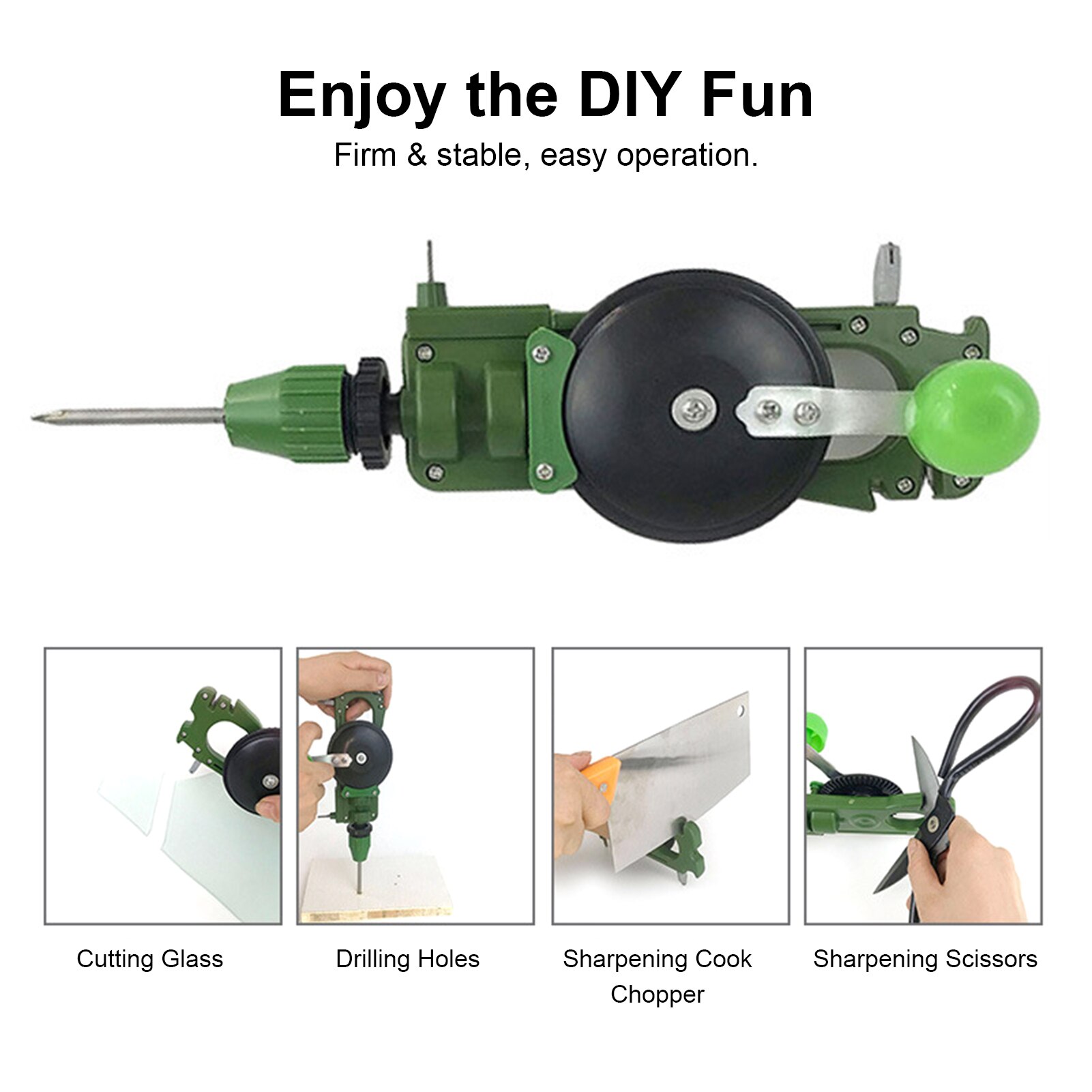 Home Use Hand Crank Puncher Portable Tile Glass Circle Cutter Multi-Functional Handheld Cutting Tool Crank Puncher