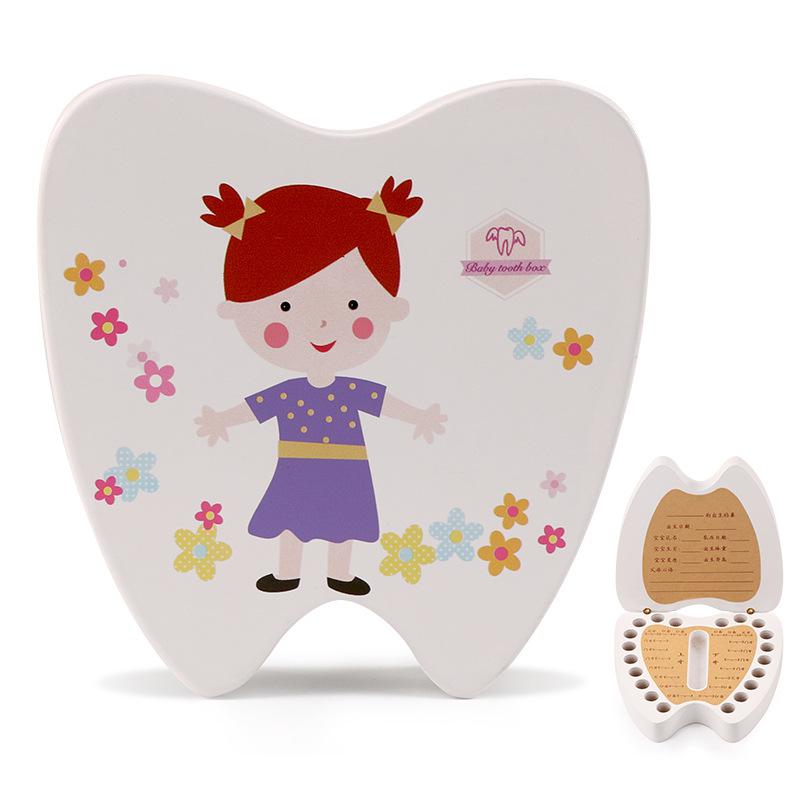 Child Girl Boy Teeth Collection Souvenirs Tooth Collection Box Wooden Baby Deciduous Commemorative Box: white girl