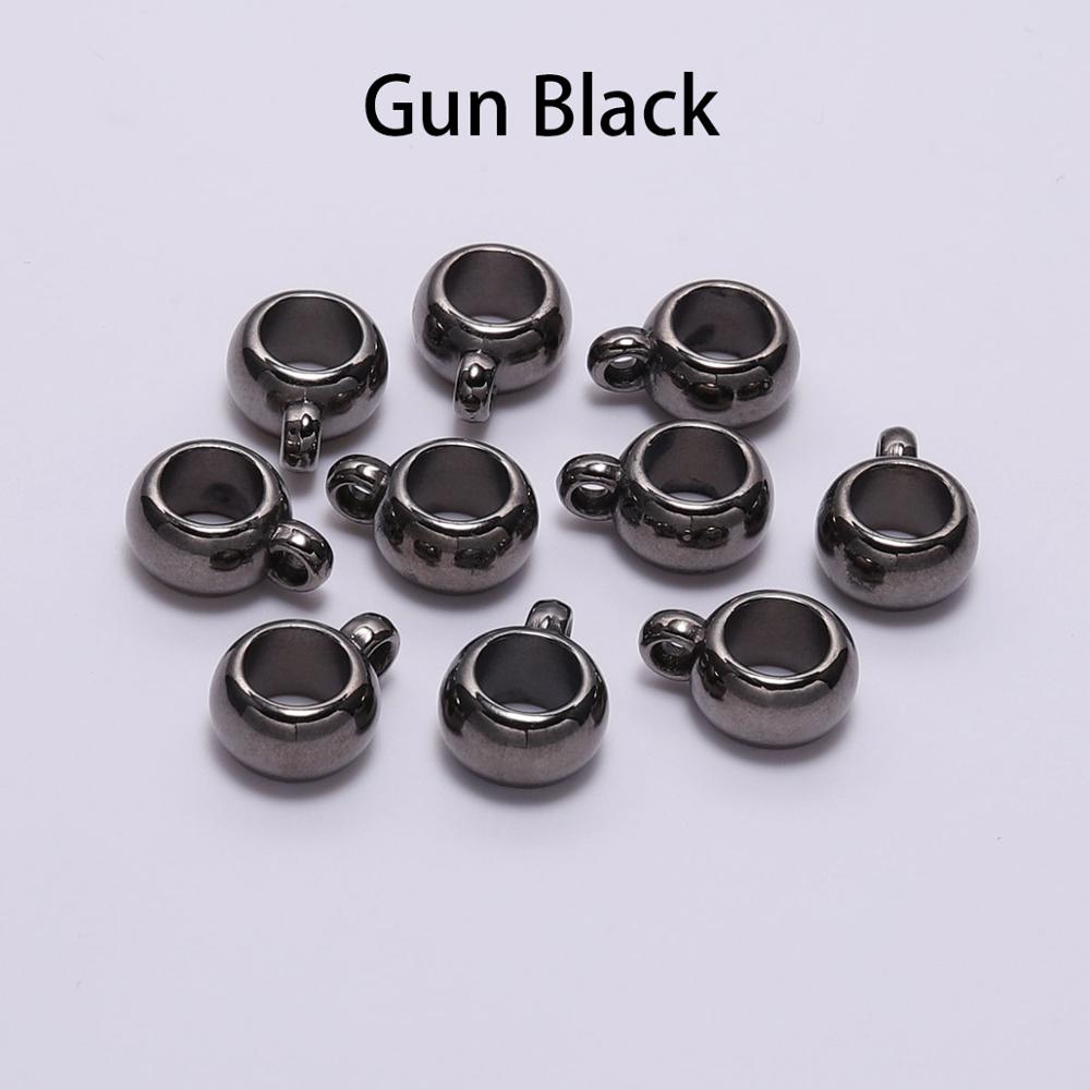 50 sztuk/partia wisiorek klip klamrami Bail haki CCB Big Hole paciorek Spacer luźne koraliki złącze do tworzenia biżuterii dostaw: Gun Black / 10mm x 50pcs