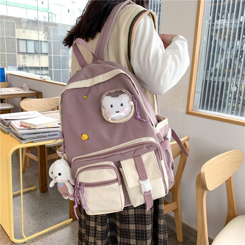 Women Travel Backpack With Cat Waterproof Nylon School Bag for Teenage Girls Boys Casual Student Book Laptop Rucksack Mochila