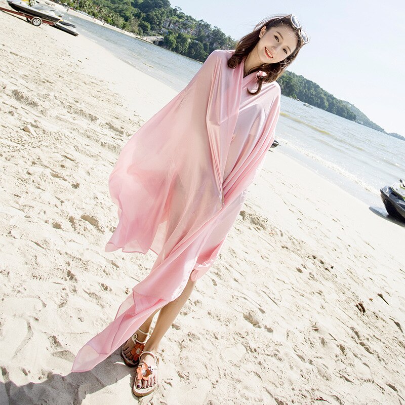 Las mujeres mantón abrigos de colores de caramelo simple Maxi abrigo chal suave mezcla mucho protector solar de verano sol playa 9 colores: Light Pink