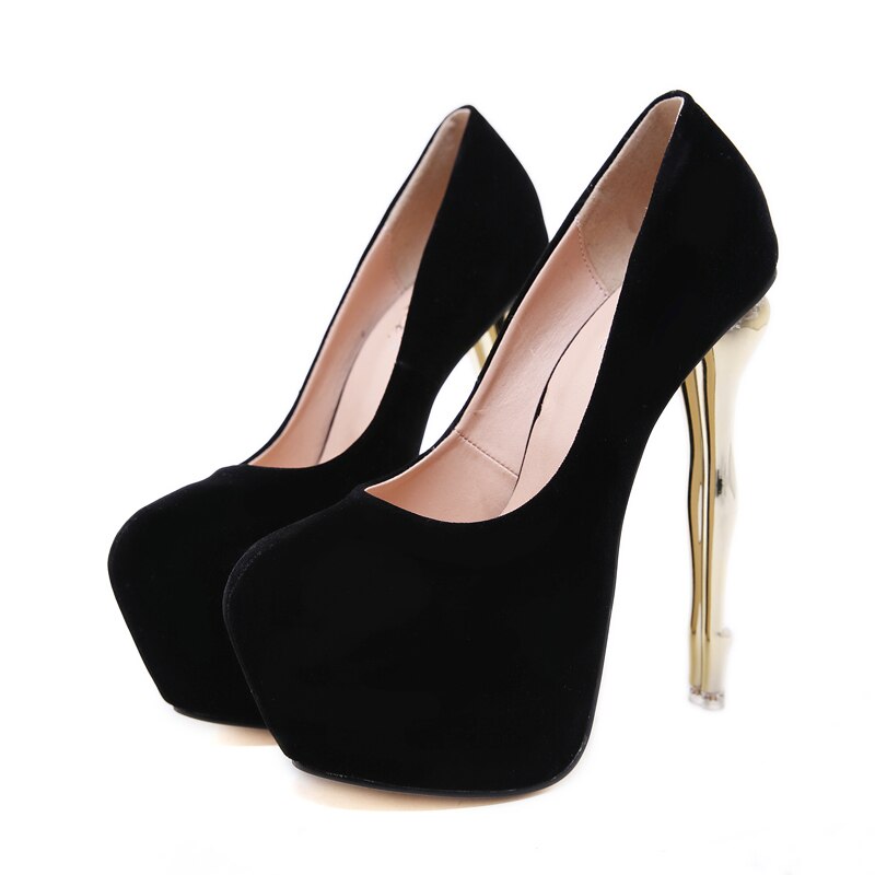 16cm Heel Ladies Pumps Red High Heel Shoes Strange Heel Platform Shoes Women Shoes Pumps Black Round Toe High Heels