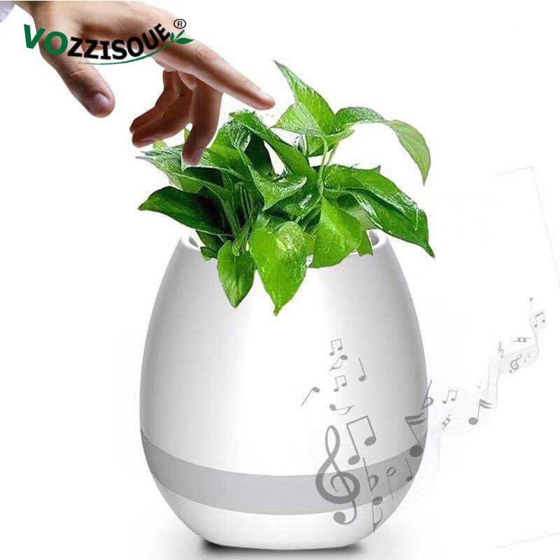 Bluetooth Speakers Music Flowerpot Smart Plant Pots Plastic Pot Finger Touch LED Night Light Home Desk Decorative Pots