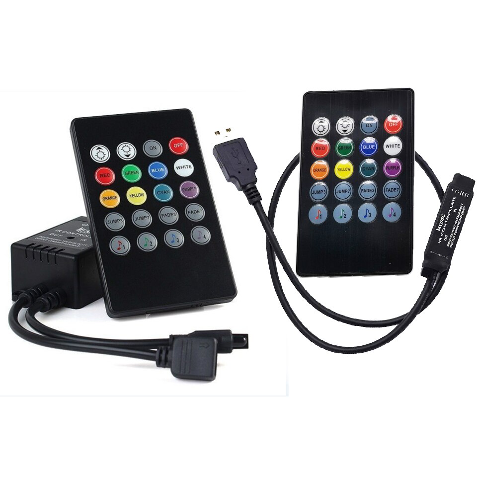 Led Controller 20Keys Ir Remote Sound Actived Rgb Led Music Controller Voor 3528 5050 Rgb Led Strip Verlichting Zwart