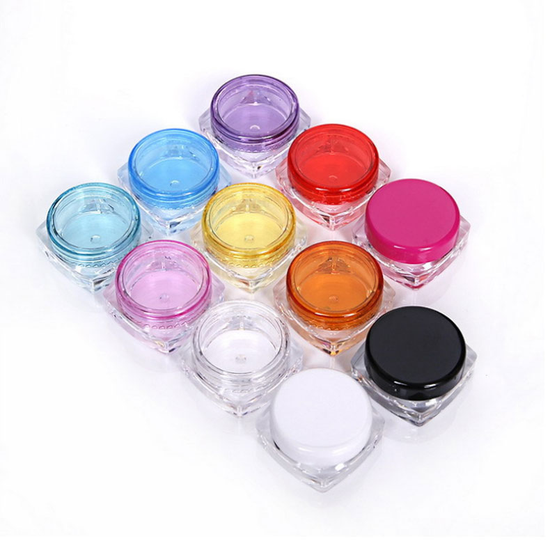 10 stuks 3g/5g lege vierkante plastic cosmetische proefpotjes, transparante potjes/flesjes, make-upcontainers geschikt voor gezichtscrème, lippenbalsem, knutselspullen en opbergartikelen.: Lichtgrijs / 18ml