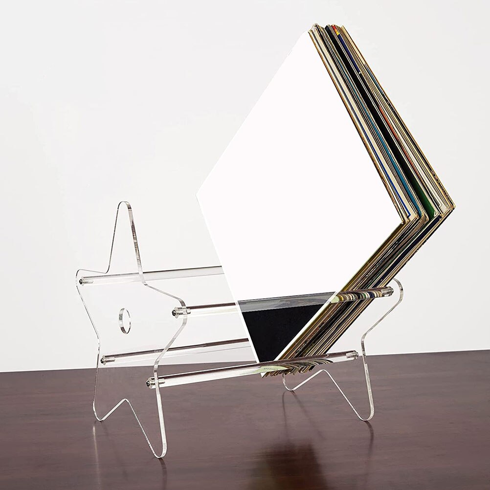 Support de rangement en acrylique pour CD, support de bureau en forme d&#39;étoile, pour livres décoratifs, pour enregistrement d&#39;intérieur, en vinyle
