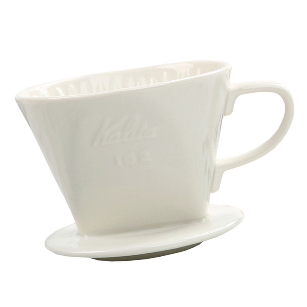 Ceramic Manual Drip Coffee Filter Cone with Cup Holder (White, 200ML - 300ML)