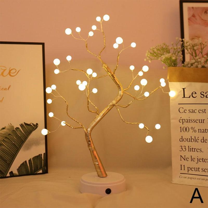 LED Tisch Lampe Baum Usb Blume Neue Jahr der Dekor 2022 Zimmer Ornament Grinc Weihnachten Dekoration Lichter Innen Schlafzimmer: warm Weiß 36LED