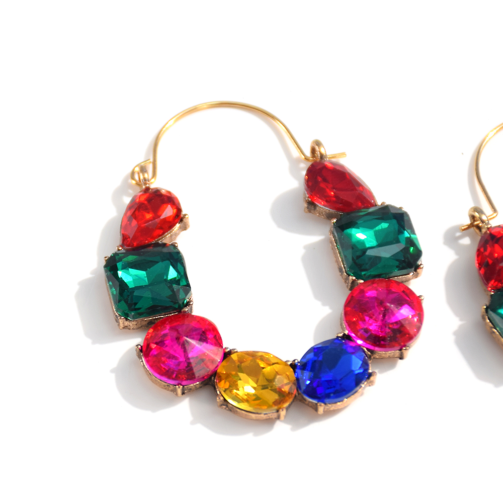 -Sell Colorful Rhinestones Metal Long Dangle Earring High Trendy Crystal Jewelry Accessories For Women