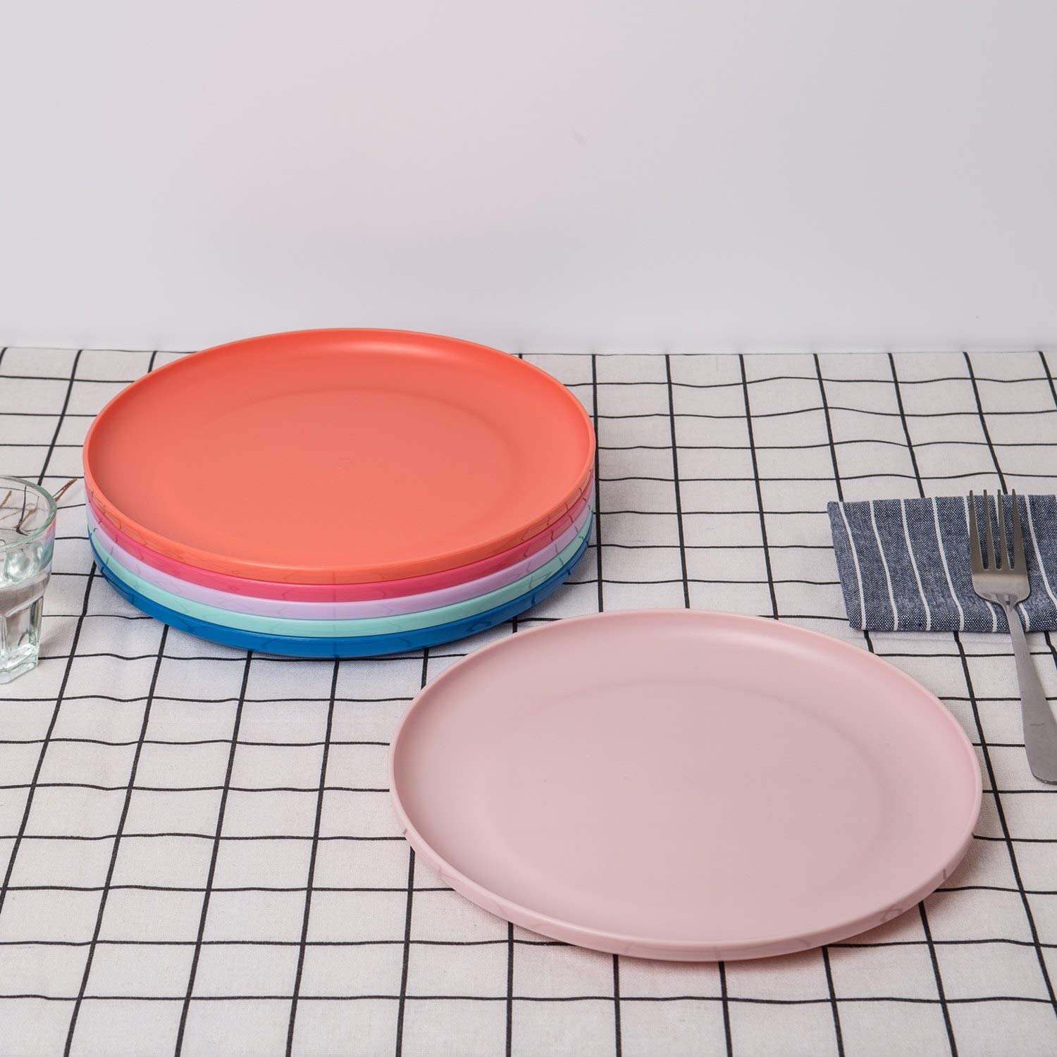 Assiette en plastique incassable 9.75 pouces/24.8cm, lot de 6 multicolore