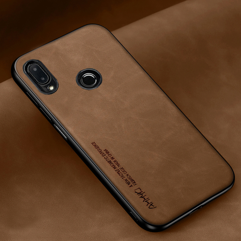 Coque en cuir Pu pour Xiaomi, motif Simple, étui en Silicone TPU pour Redmi 6 PRO A2 Lite 7 7A 8A: aluminium / Marron