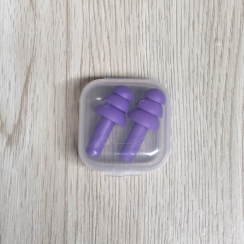 Bouchons d'oreilles en Silicone, 5 paires, Anti-ronflement, pour voyage, sommeil, réduction du bruit, protection pour la natation: 5Pairs Purple