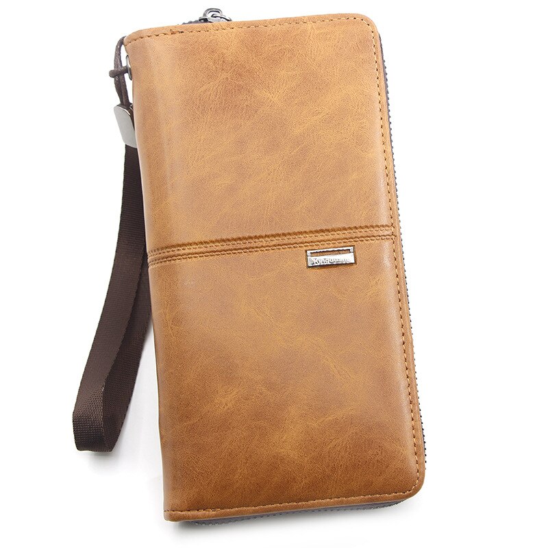 Organizer wallet for men Cellphone Wallet Men's Clutch Wallets Men Credit Card Holder2020 PU style leather Male Long Purse Zip: Coffee 1