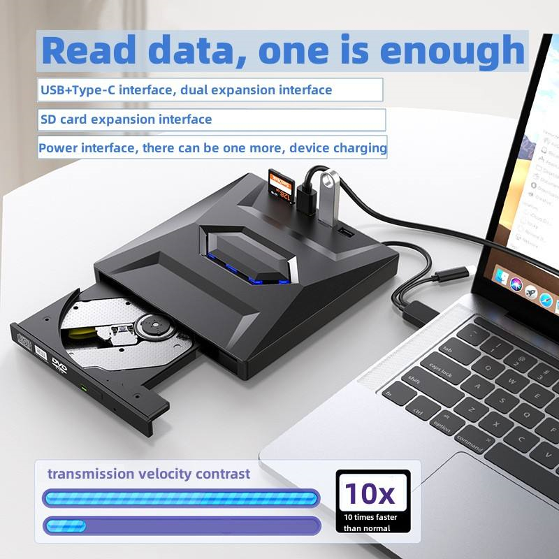 4in2 USB3.0 Type C External CD DVD RW VCD Optical Drive with SD Card Reader DVD Burner CD Writer Super Drive For Laptop Notebook