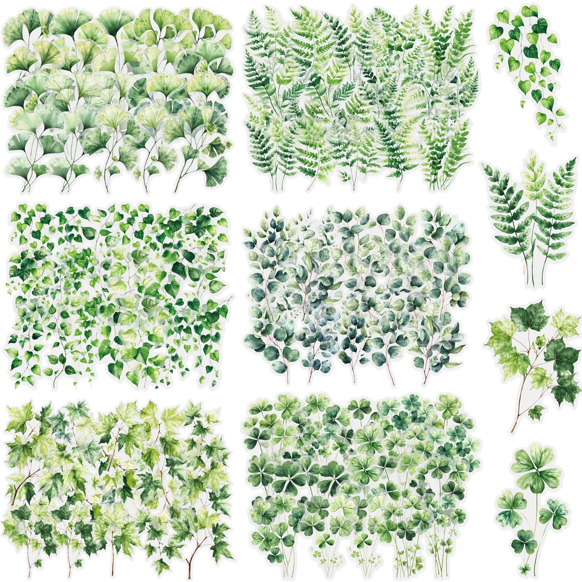 20 Stück PET Botanical Leaf Aufkleber Junk Journaling Aufkleber DIY Scrapbooking Zubehör, selbstklebend für Tagebücher Scrapbooking