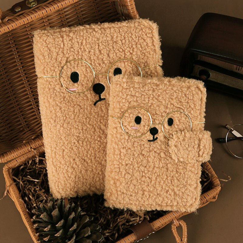 Kinbor Cashmere Cover Notebook Cute Bear A5 Handbook Diary A6 Student Notepad Ins Cute Wind Notebook Hand Book