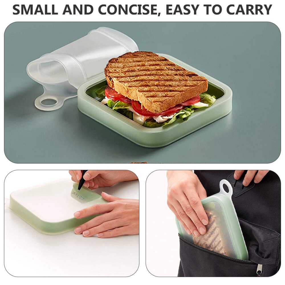 500Ml Siliconen Voedsel Containers Sandwich Bento Box Praktische Maaltijd Doos