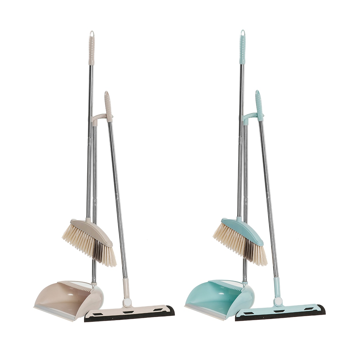 3 PCS Broom Dustpan Set With Fully Squeegee Clean Floor Dust Sweeper Wiper Broom for Home Office Garden Kitchen Cleaning Tool
