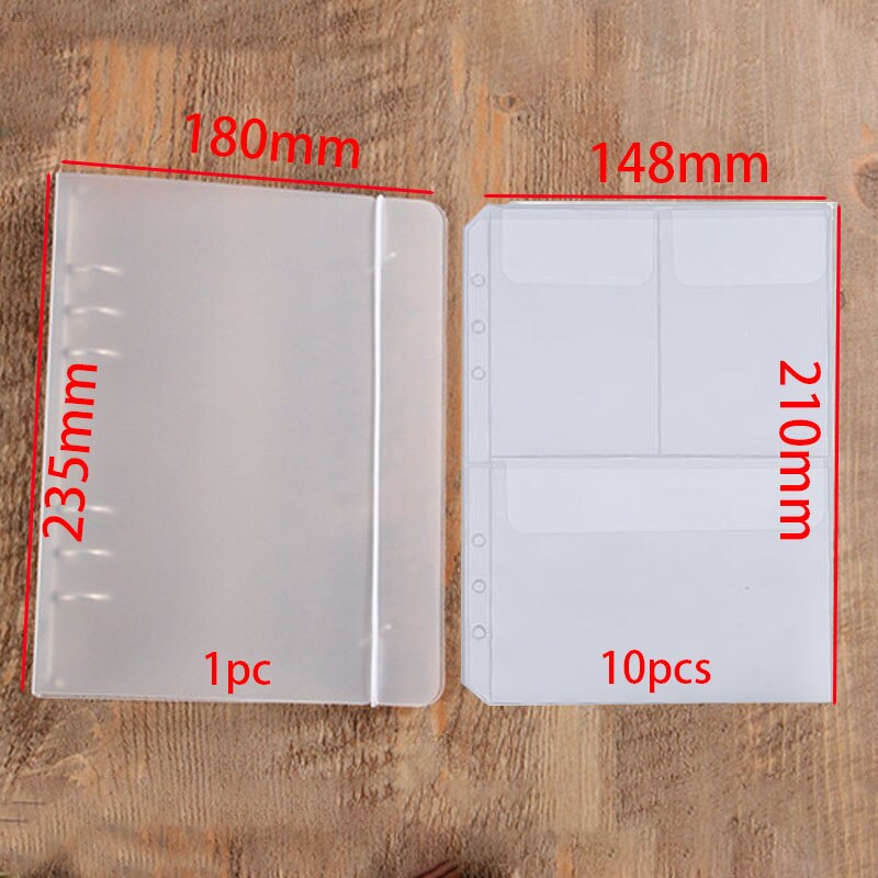 10pcs A5 PVC Loose Leaf Storage Bag Collection Pouch Binder Case Accessory &amp; Notebook 6 Ring Notepad Sheet Sheel Protector Cover: Combination A5-3