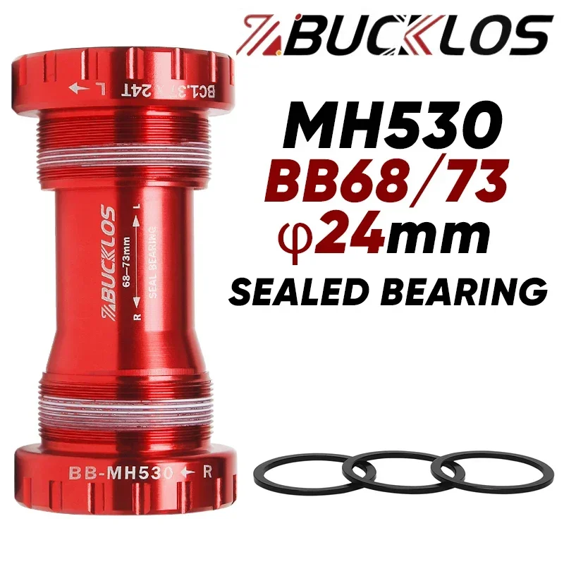 BUCKLOS Bicycle Bottom Bracket BB68/73 Sealed Bearing BB 24mm Ceramic Bearing Bike Bottom Bracket for MTB Road Bike Crank BB: Burgundy