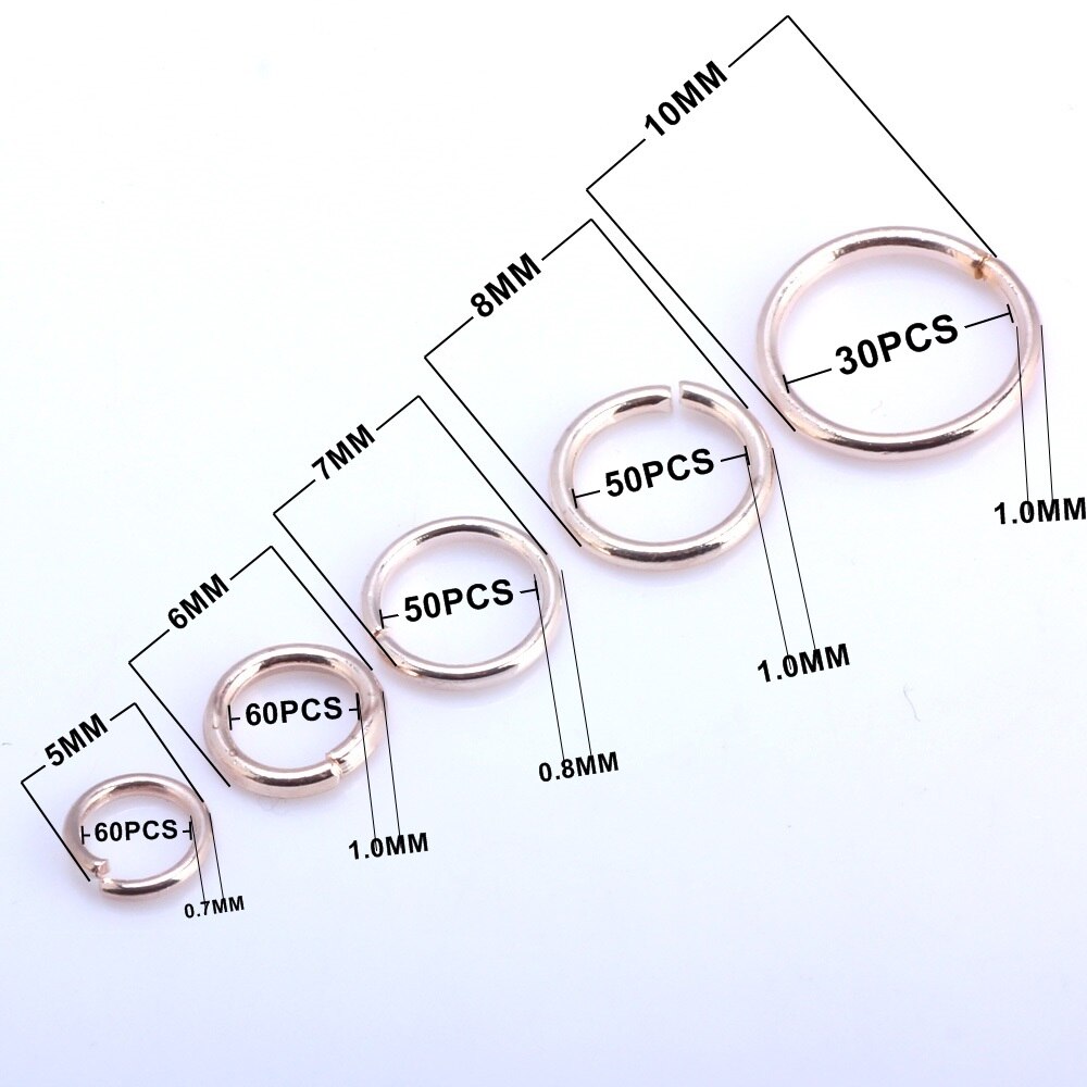 OlingArt Open Jump Ring 5mm/6mm/7mm/8mm/10mm Link Loop Rose Gold DIY Jewelry Making Connector: MIX 250PCS RG