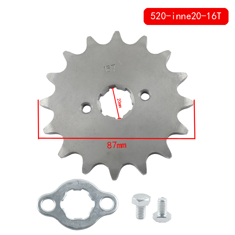 520 10t 11T 12T 13T 14T 15T 16T 17T 18T 19T 20T Dente 20mm ID Pignone motore anteriore adatto fossa bicicletta ATV Parte del motociclo: bianca