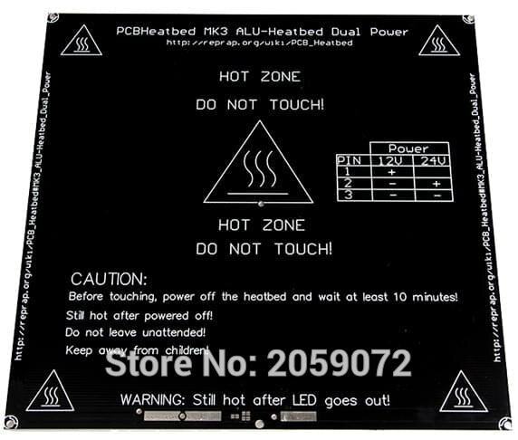 RepRap 3D Printer Heatbed Mk3 Aluminium plaat zwart Broeinest 214x214x3mm beter dan MK2/MK1