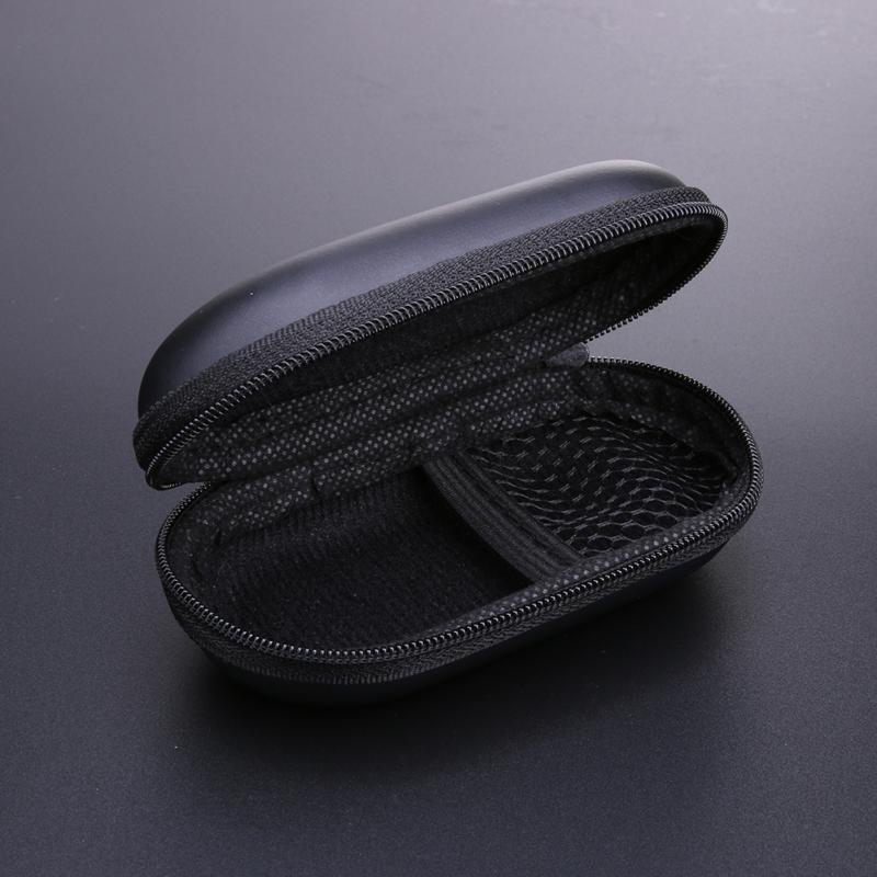Funda para auriculares estilo ovalado EVA, bolsa de transporte dura para almacenamiento de auriculares, Cajas de almacenamiento, negra, con cremallera