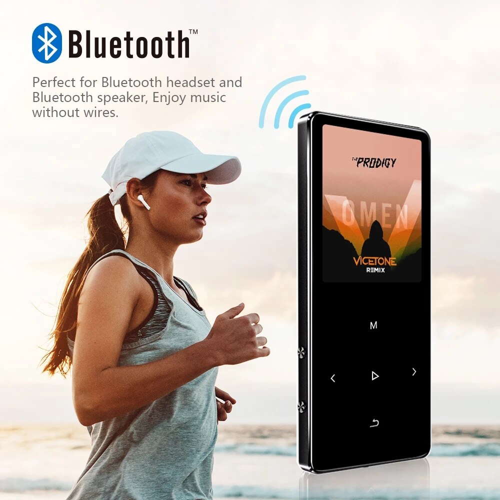 Mp3 Player Hifi Metal Portable Bluetooth Music Walkman with Fm Radio Recording Built-in Speaker Touch Key 1.8 Inch Tft Screen