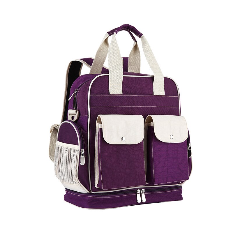 Insular Baby Luierzakken Nylon Baby Luier Tas Grote Capaciteit Mummie Wandelwagen Zakje Rugzak Multi-Functionele Baby Verpleging Tassen: Purple