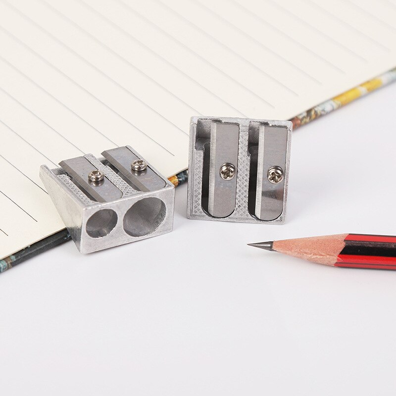 Mini Metal Pencil Sharpeners Double Holes Manual Pencil Sharpener With Steel Blades For Students Artists School Supplies