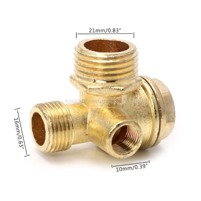 3-port Zinc Alloy Air Compressor Check Valve Central Pneumatic Valves Thread 90 Degree D18