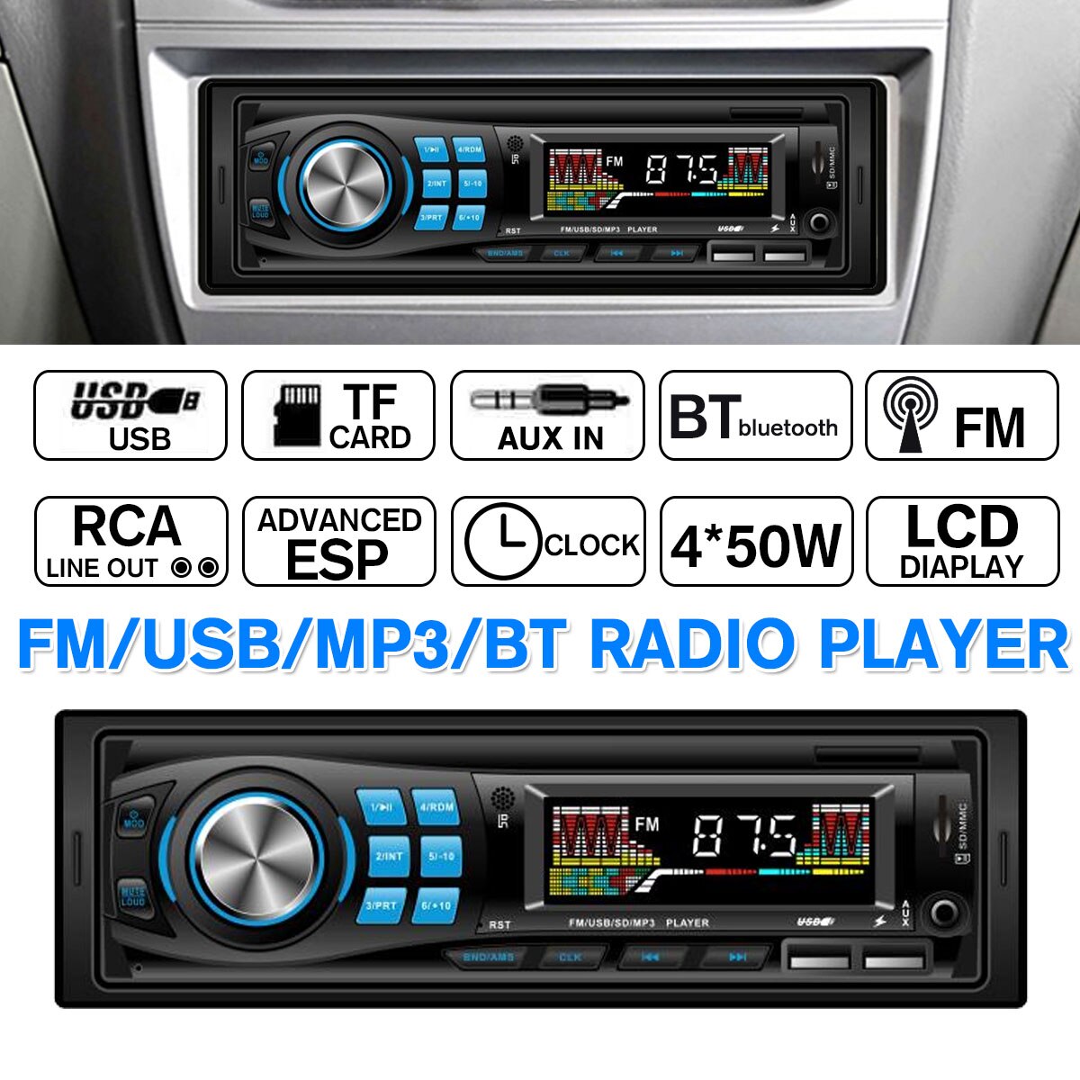 bluetooth Autoradio Car Stereo Radio FM Aux Input Receiver SD USB 12V In-dash Car MP3 Multimedia Player