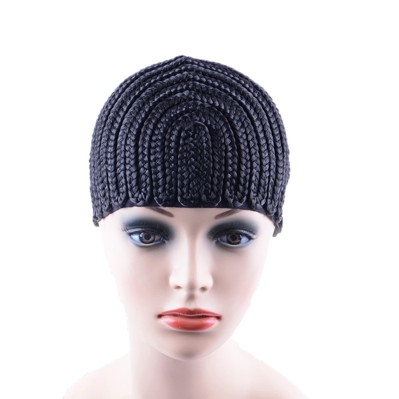 Bonnet en Cornrow Super élastique pour tissage de perruque, couleur noire, Crochet, pour la fabrication de perruques, supérieure, 1 pièce