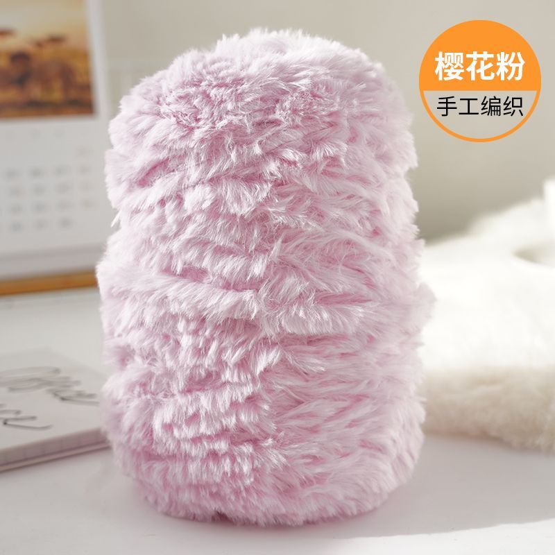 Imitation Mink Fur Yarn Hand Woven High-end DIY Hook Hat Hook Scarf Sweater Slippers Soft Fur Coarse Yarn Crochet Handmade Scarf: Orange