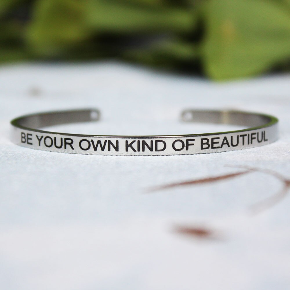 Stainless Steel Engraved Message Bracelet Positive Inspirational Letter Bracelet & Bangle For Women SL-150: Q