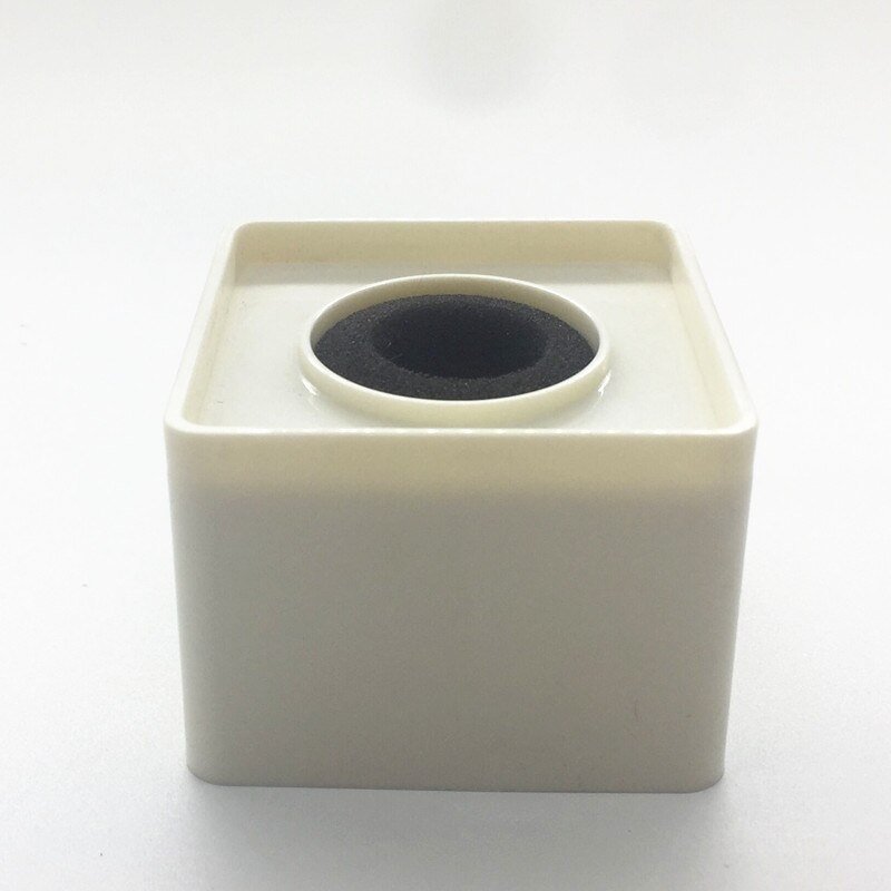 ABS 40MM Hole Black/White Square-shaped Mic Microphone TV Interview Logo Flag Station DIY with sponge: white